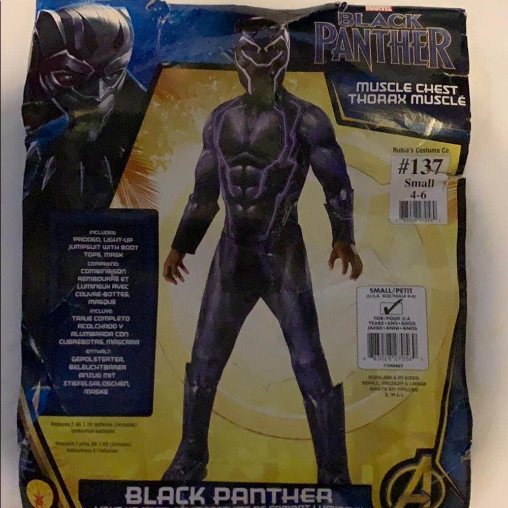 Black panther muscle chest costume